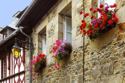 Traditional french houses and streets in the town of treguier.